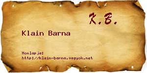 Klain Barna névjegykártya